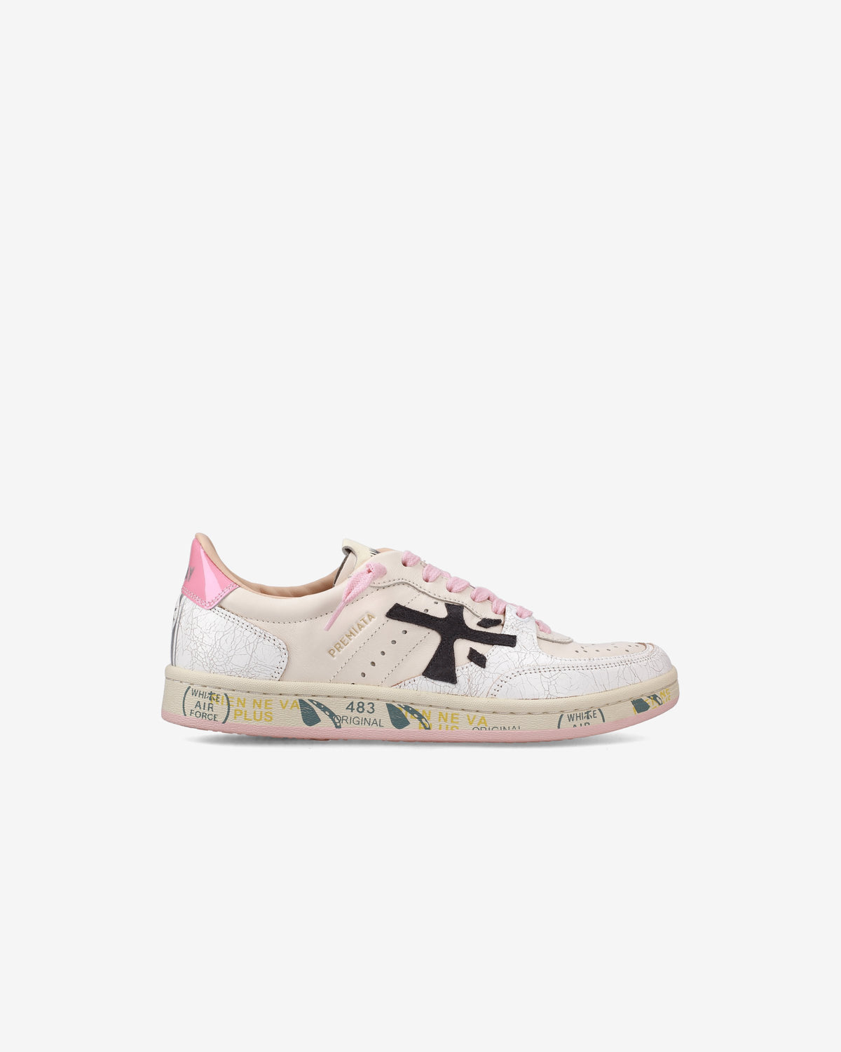 スニーカー PREMIATA Women Sneakers BSKTCLAD VAR 6780 WHITE BLUE White Sneaker Premiata Clay 6780 leather used effect