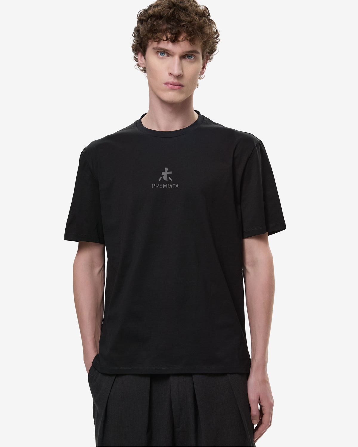 Black jersey T-shirt with logo