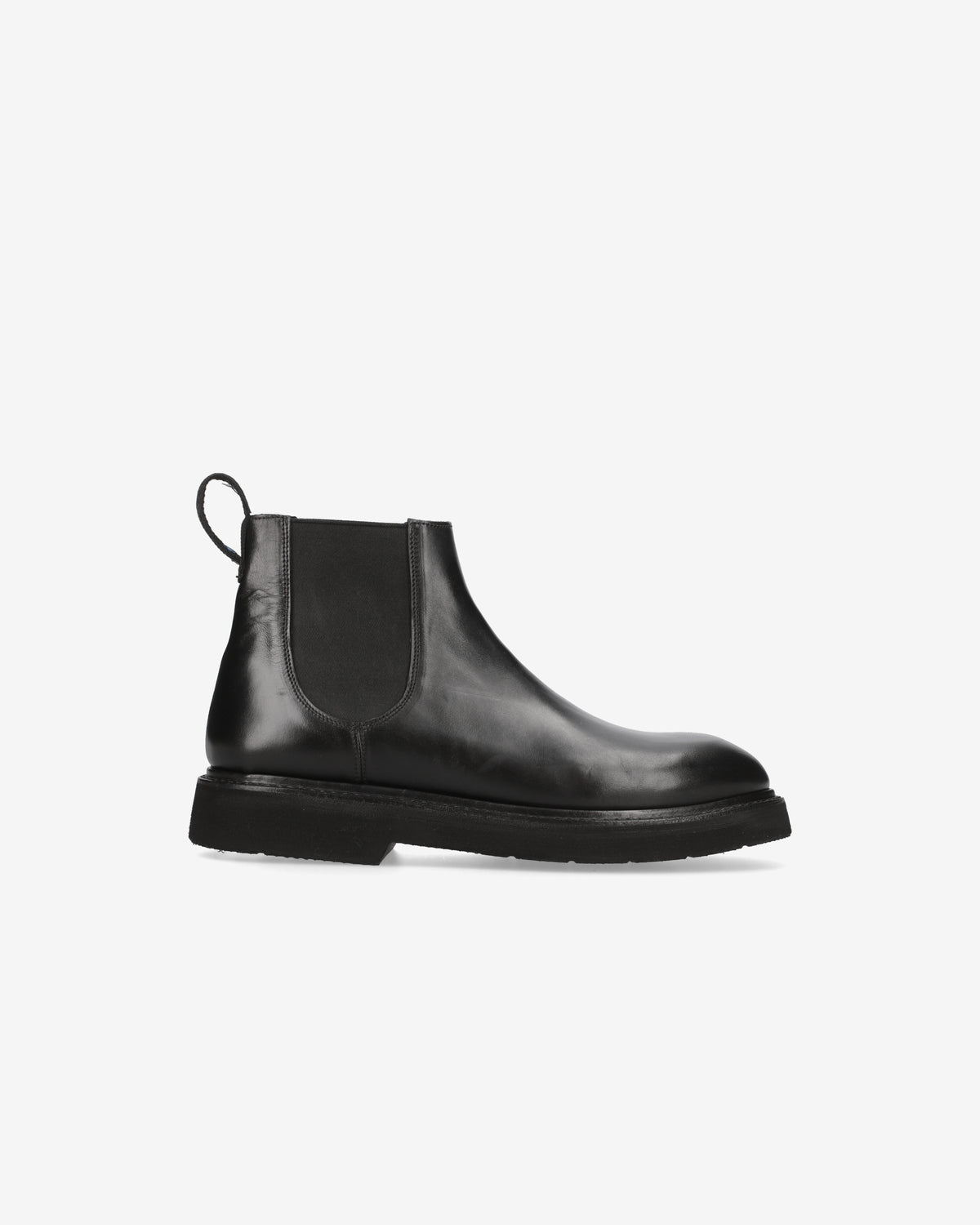 Black wax leather Chelsea boots