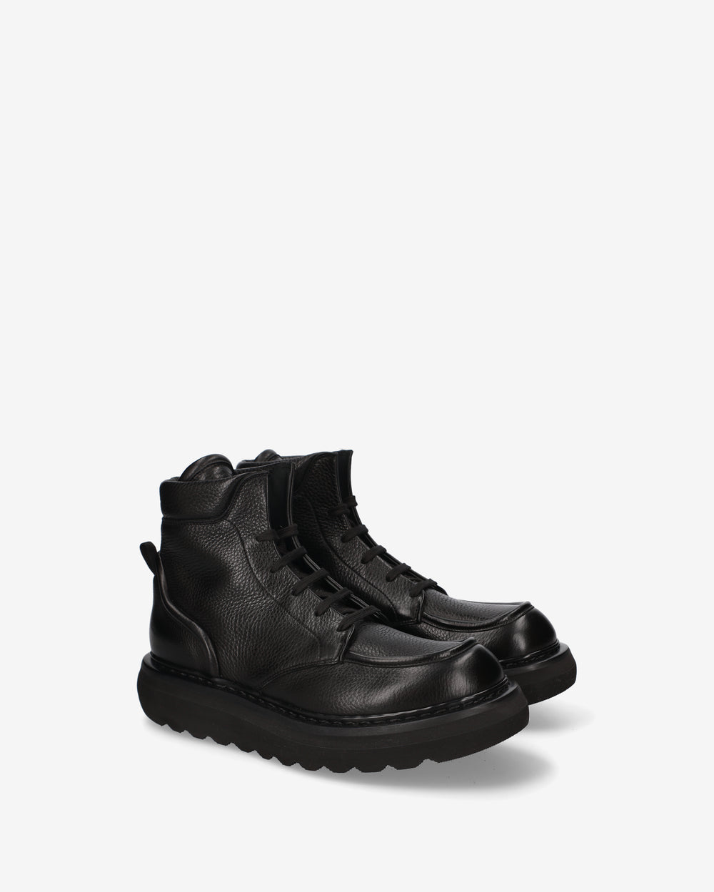Stivaletti stringati in pelle nera