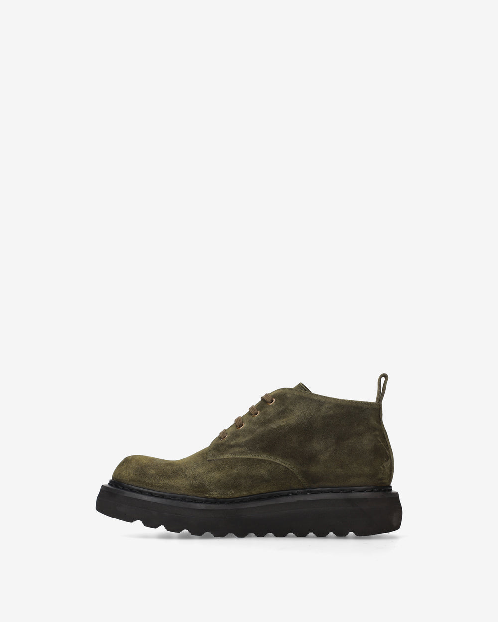 Olive-Colored Lace-Up Platform Ankle Boots