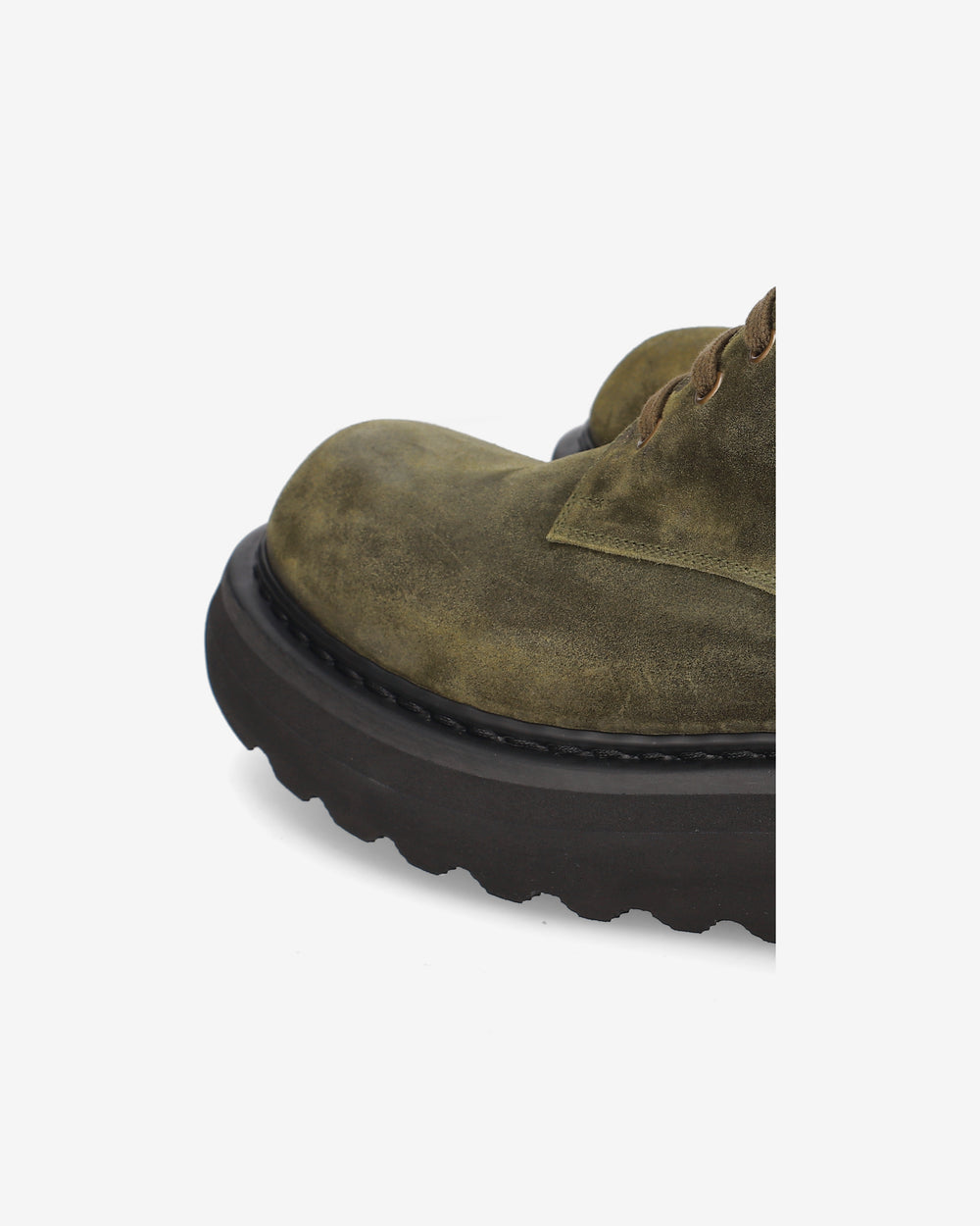 Olive-Colored Lace-Up Platform Ankle Boots