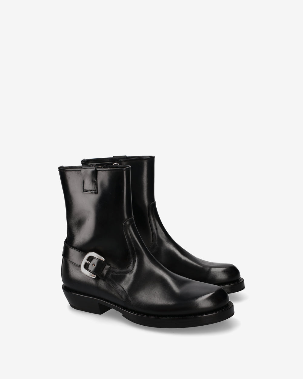 Engineer Ankle Boots in Black Calfskin