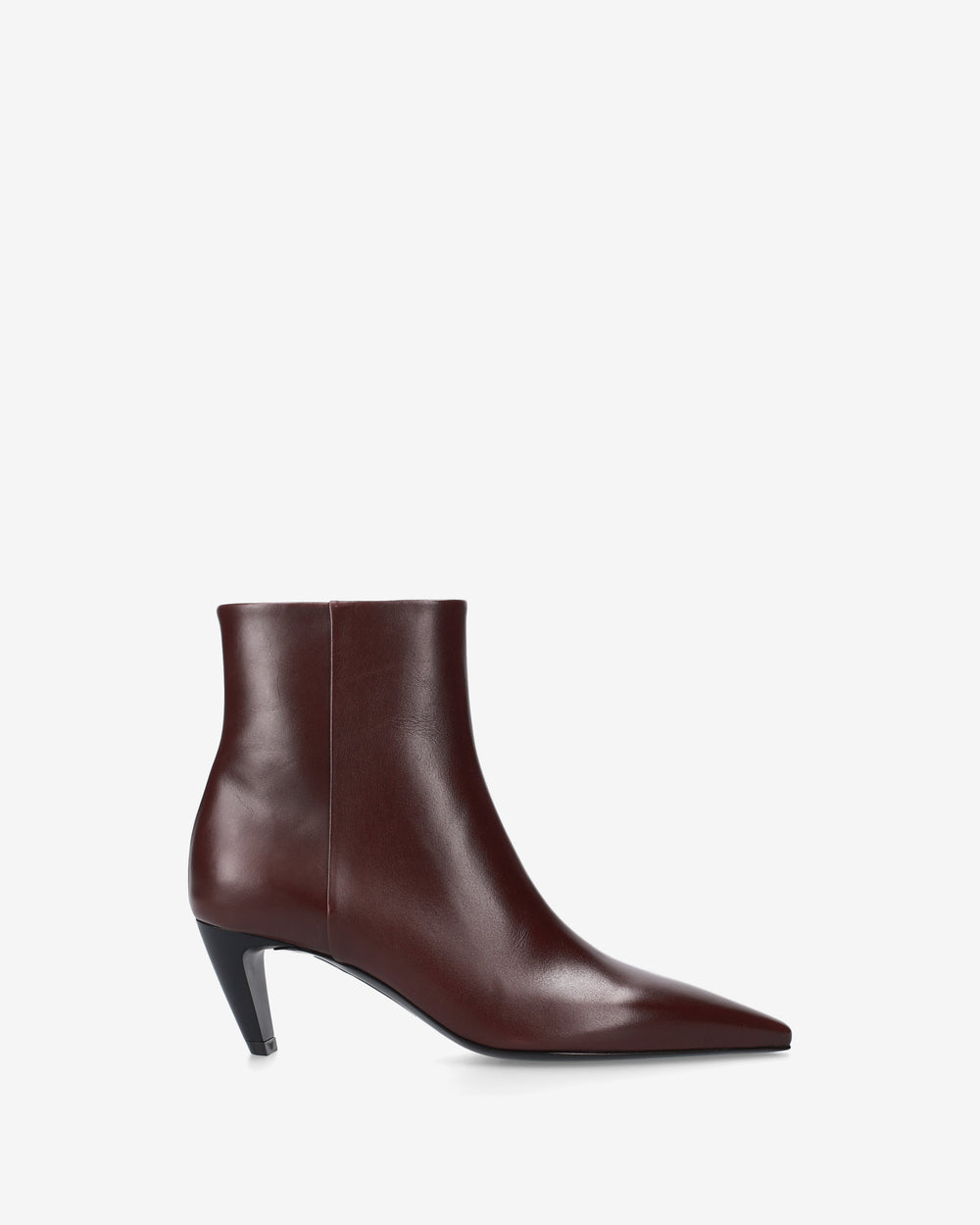 Burgundy leather ankle boots