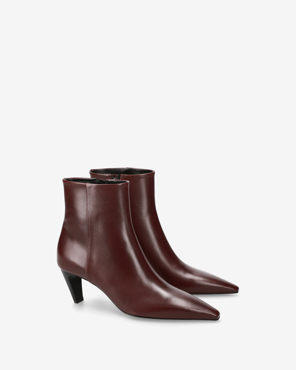 Burgundy leather ankle boots