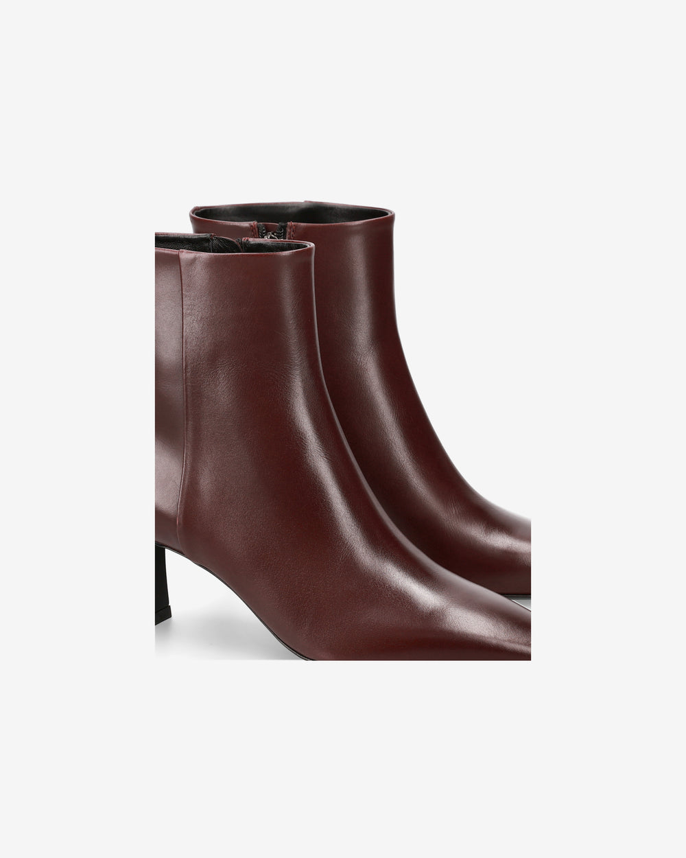 Burgundy leather ankle boots