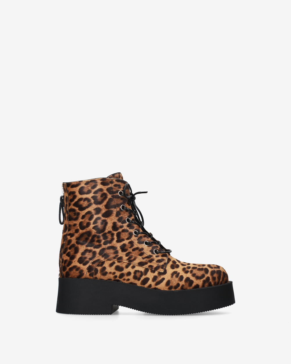 Animal-Print Pony Hair Combat Boots