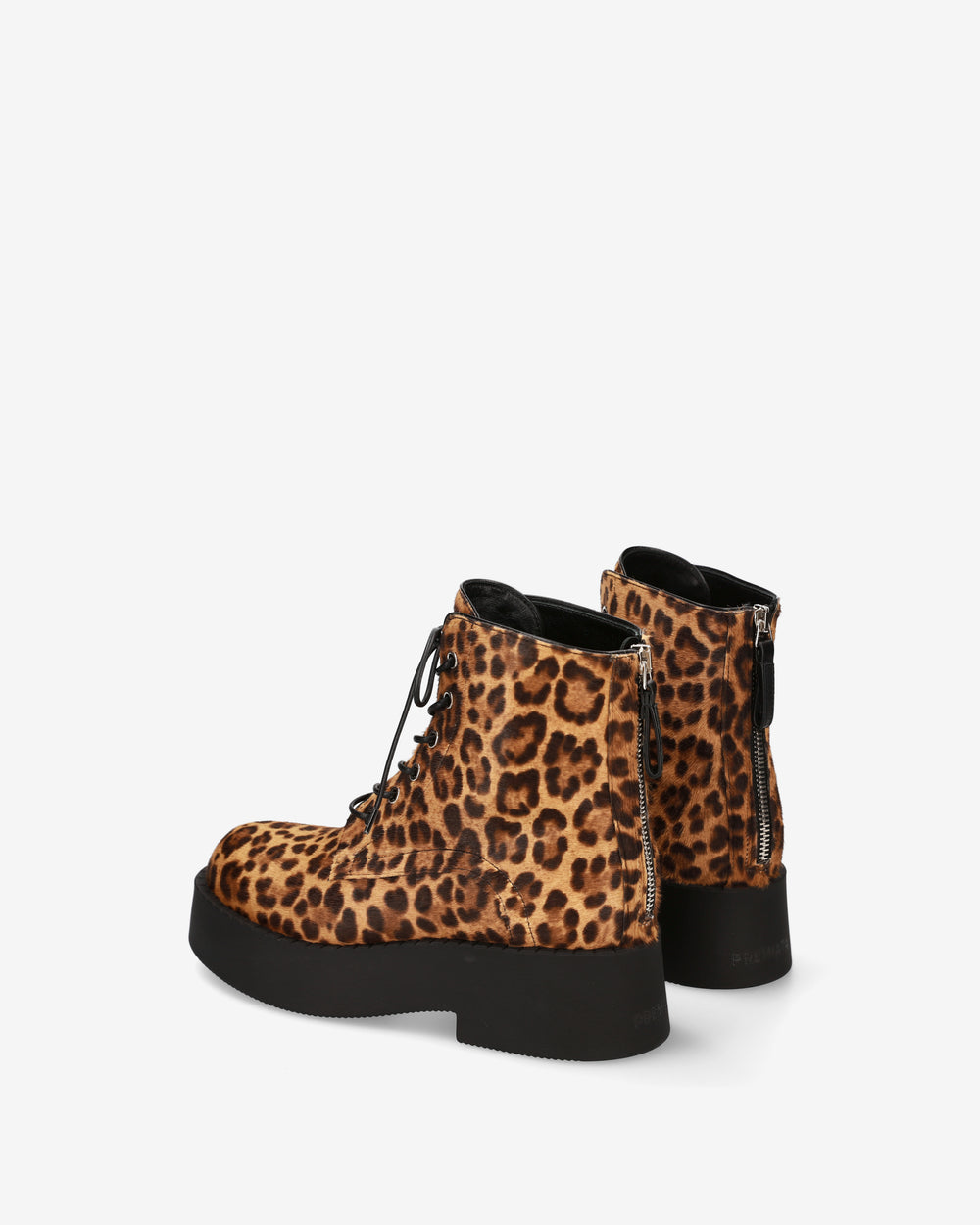 Animal-Print Pony Hair Combat Boots