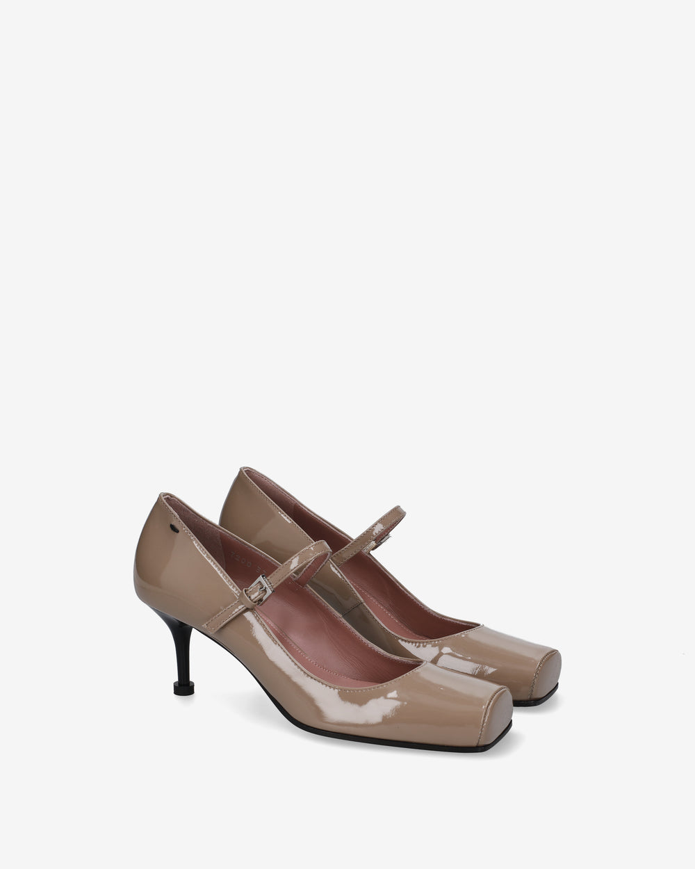 Beige Patent Leather Mary Jane Pumps