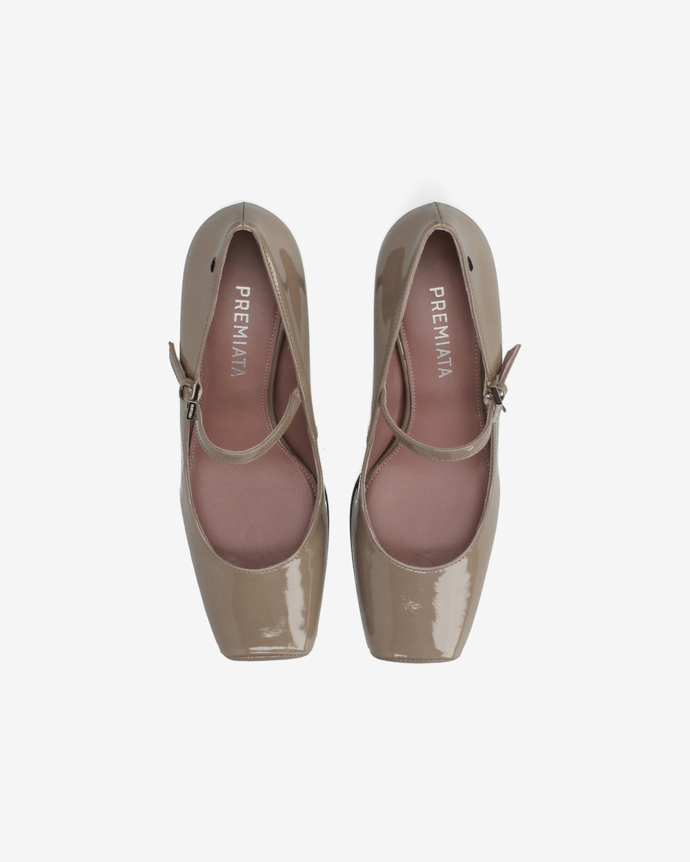 Beige Patent Leather Mary Jane Pumps