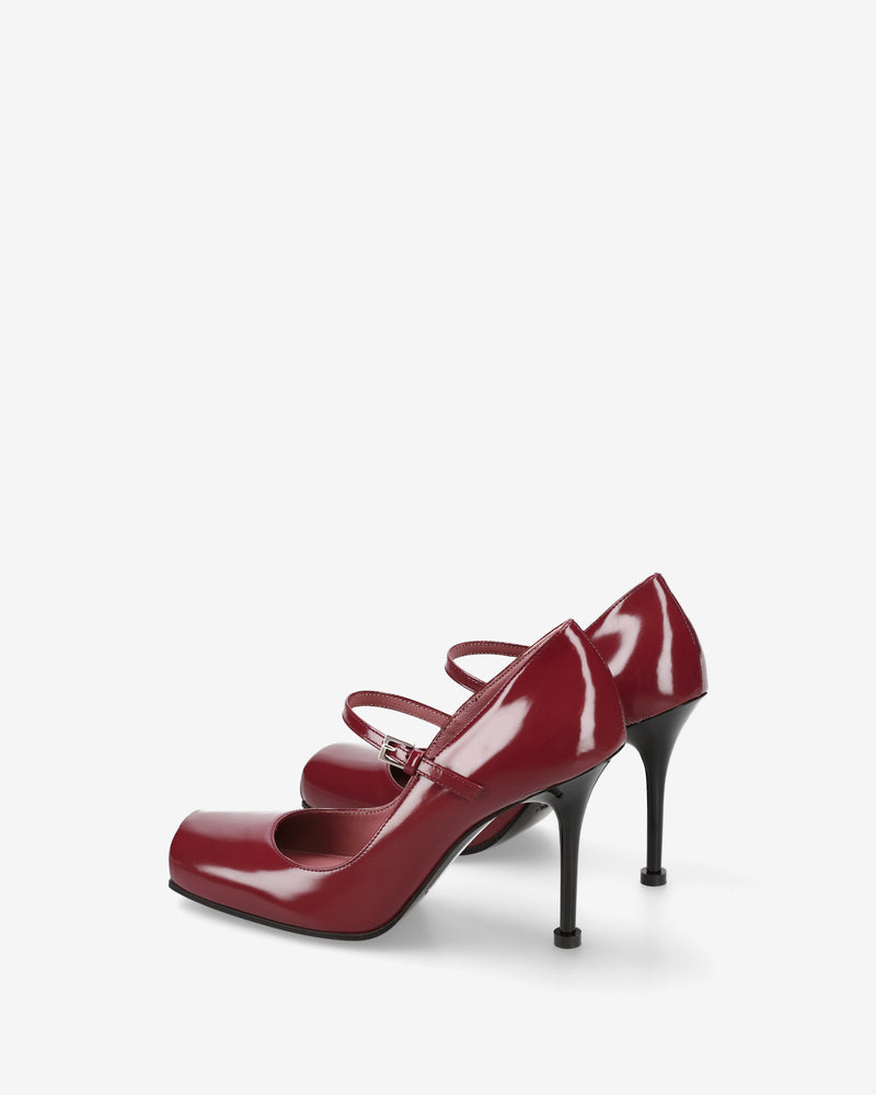 Burgundy Mary Jane with an open neckline
