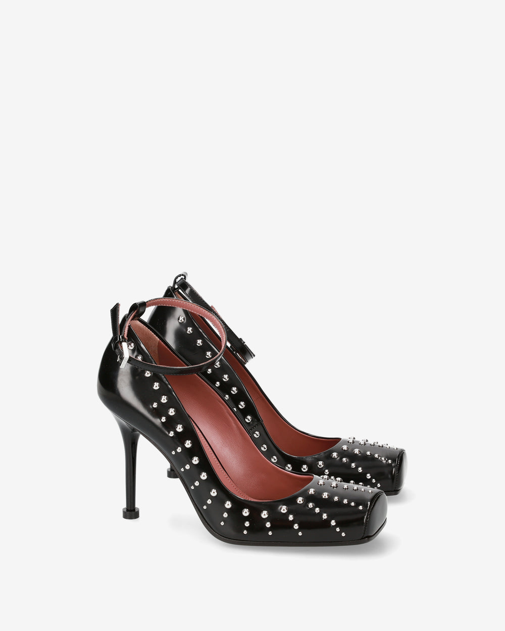 Black Leather Studded Pumps