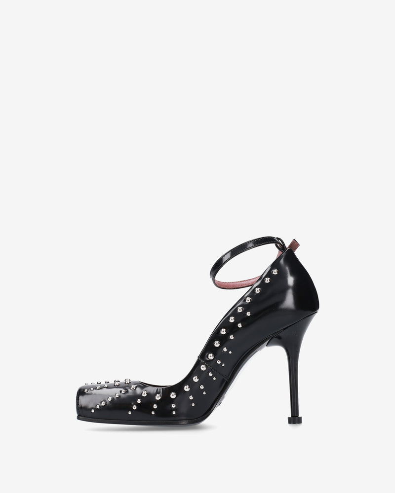 Black Leather Studded Pumps