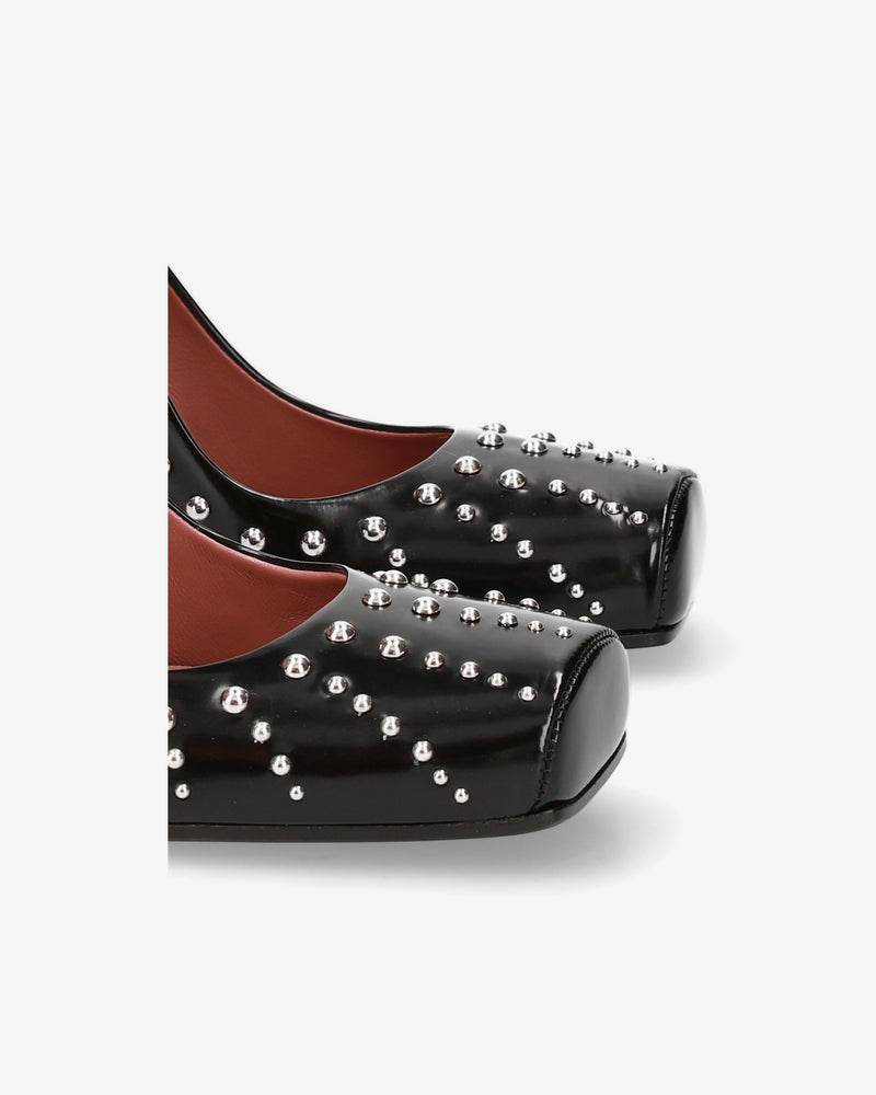Black Leather Studded Pumps