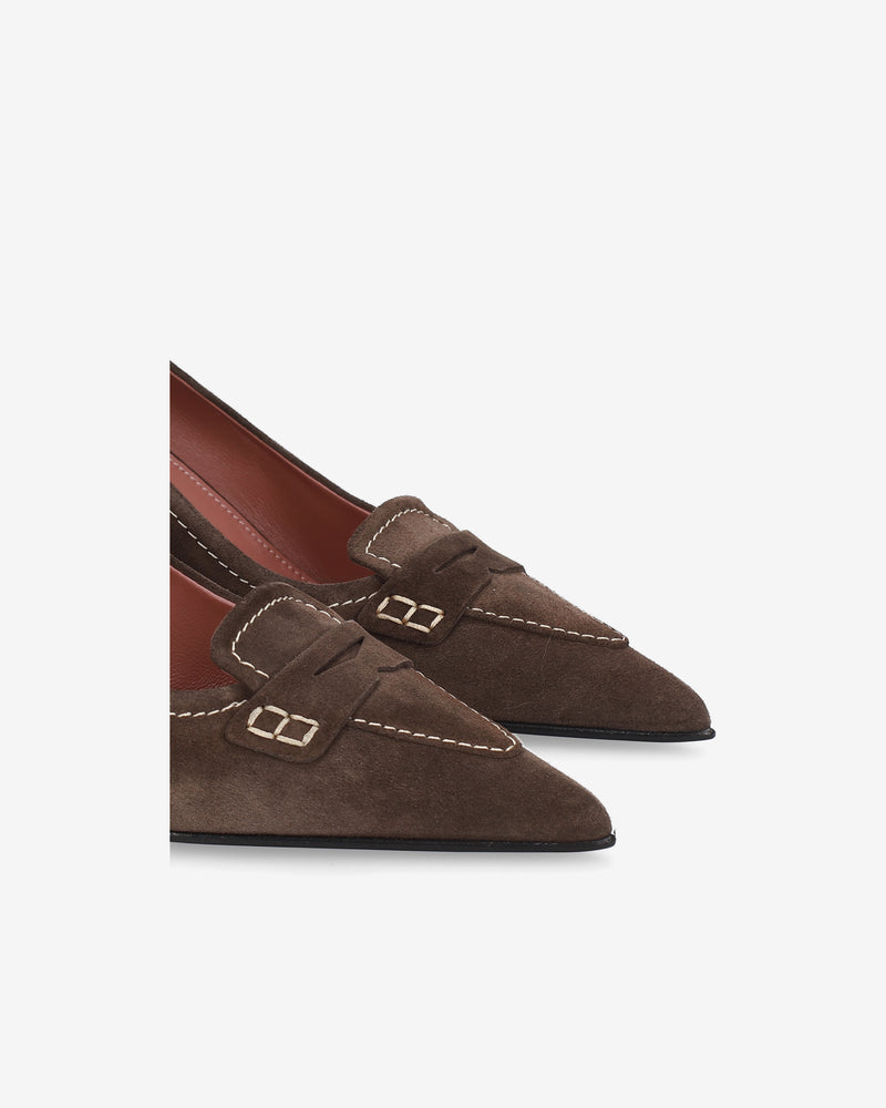 Décolleté in suede marroni