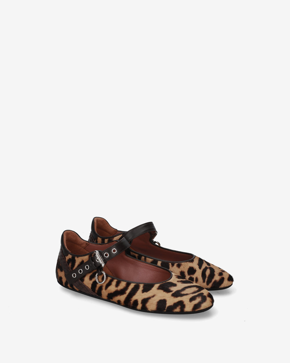 Pony-skin Mary Jane flats with a buckle