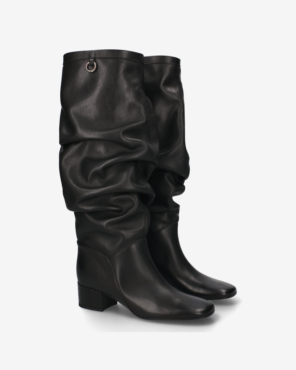 Black Draped Leather Boot