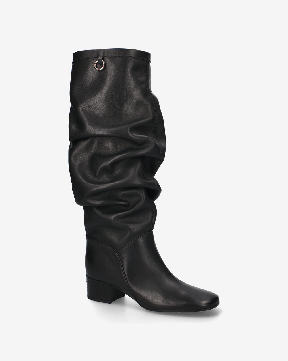 Black Draped Leather Boot