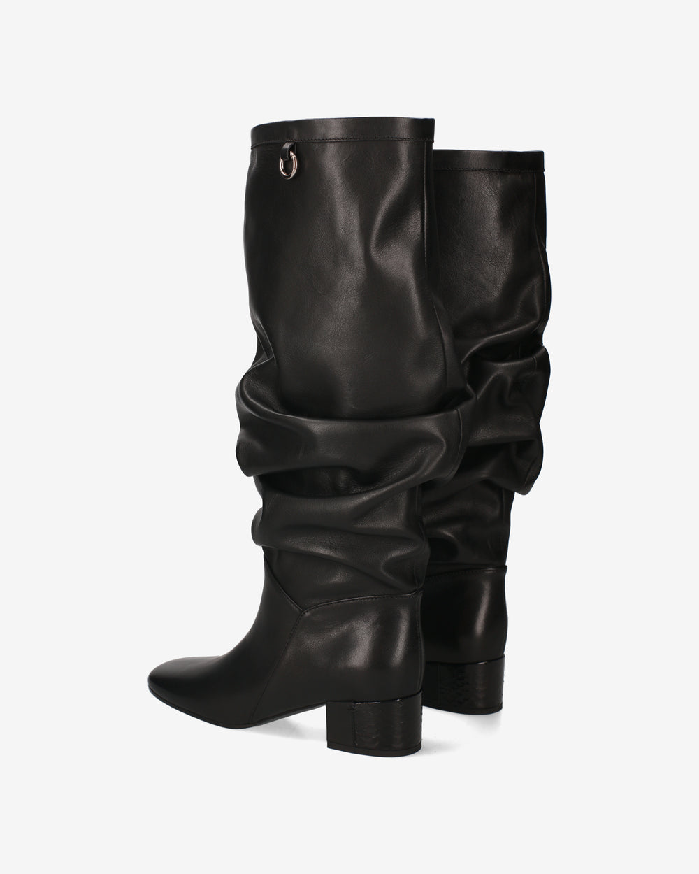 Black Draped Leather Boot