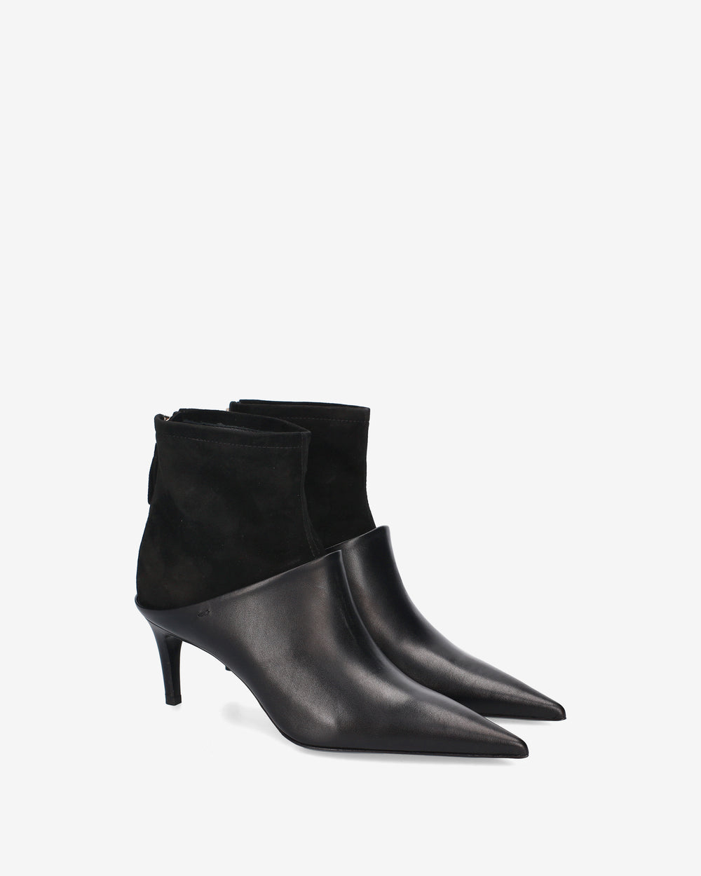 Black Leather and Suede Ankle Boots