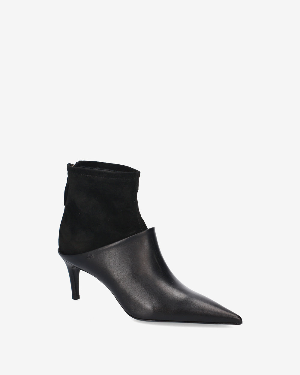 Black Leather and Suede Ankle Boots
