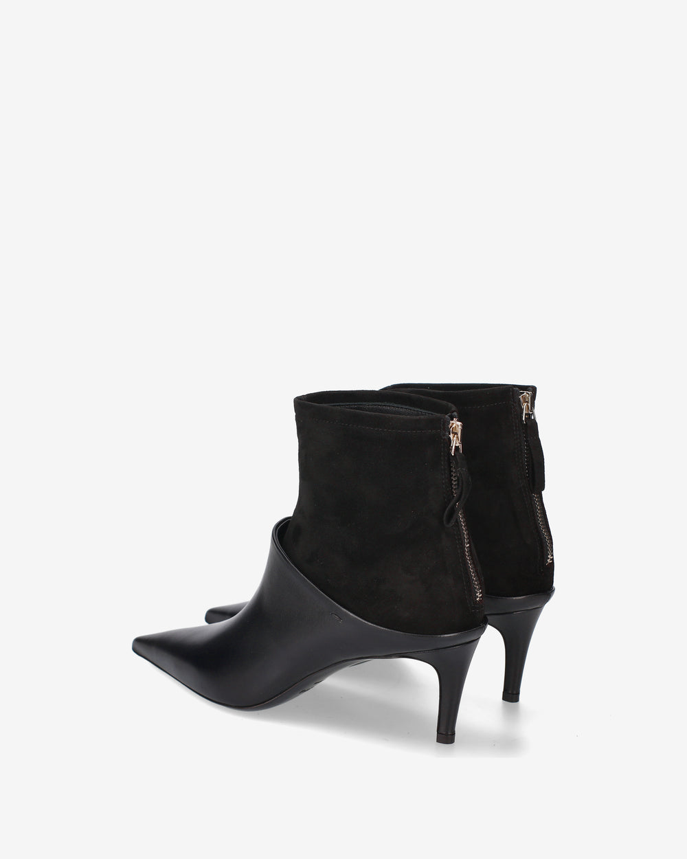 Black Leather and Suede Ankle Boots