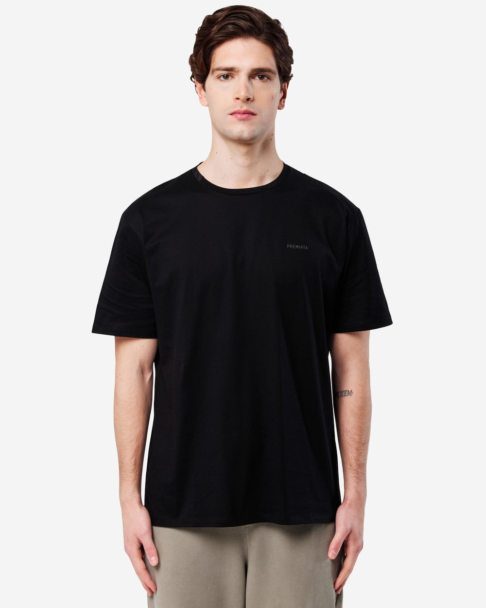 Cotton T-shirt with nylon detail