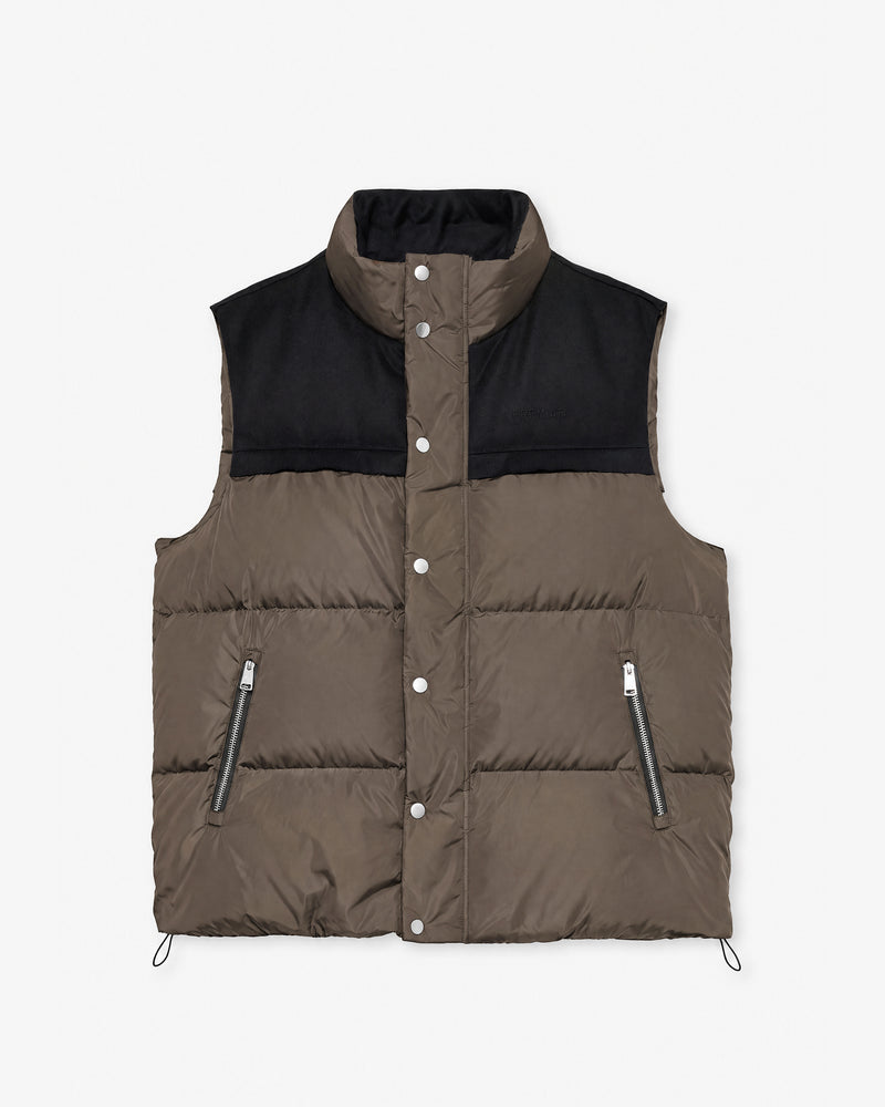 Padded Nylon Vest in Mud