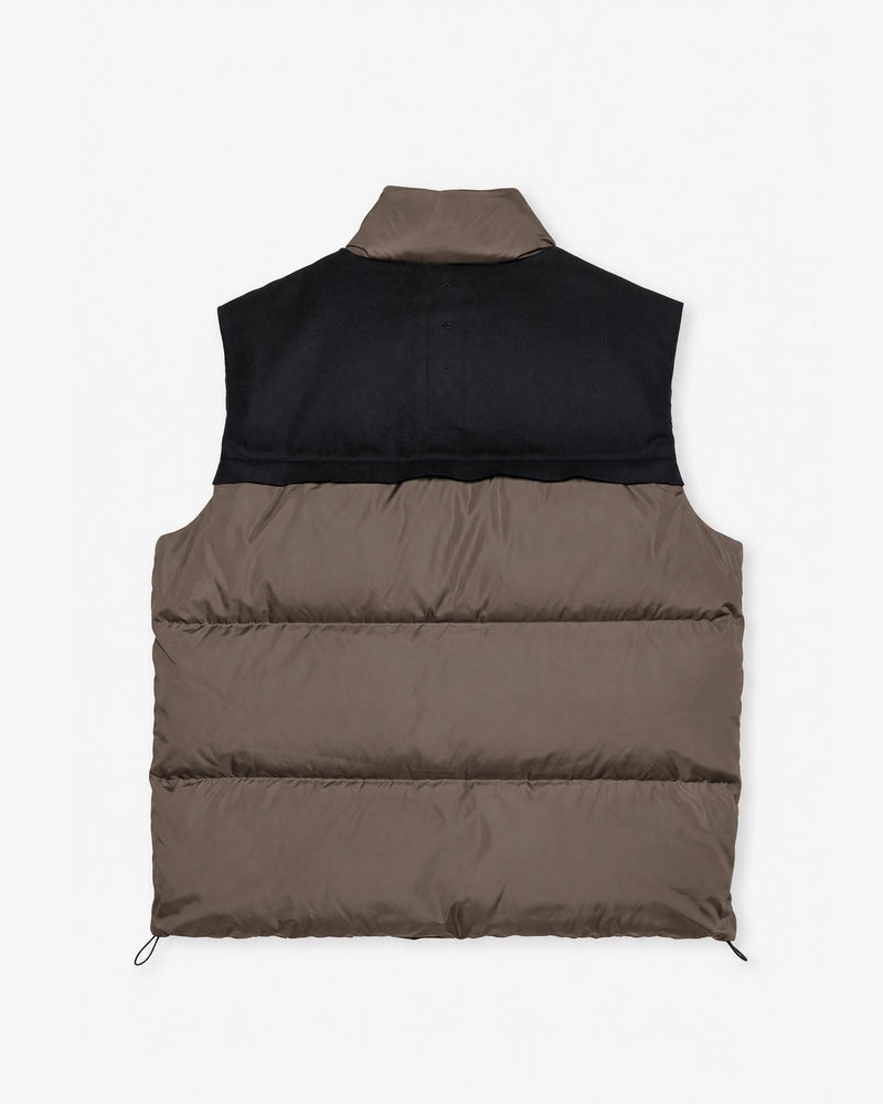 Padded Nylon Vest in Mud