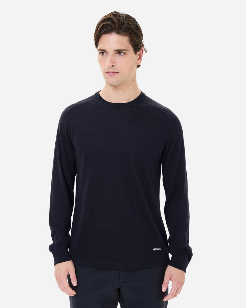 Maglia girocollo in lana e seta