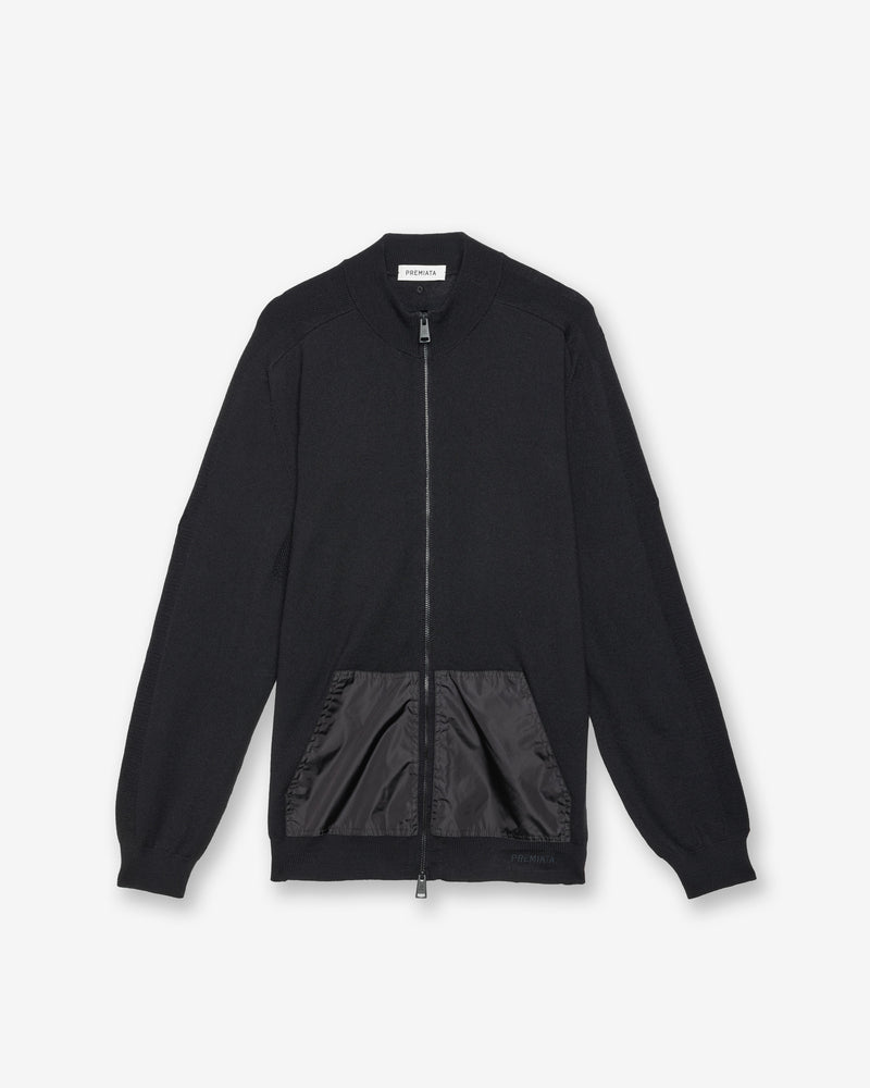 Black Full-Zip Wool Sweater