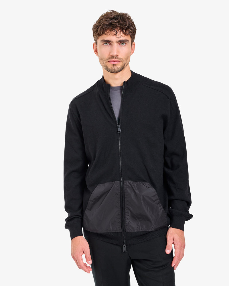 Black Full-Zip Wool Sweater