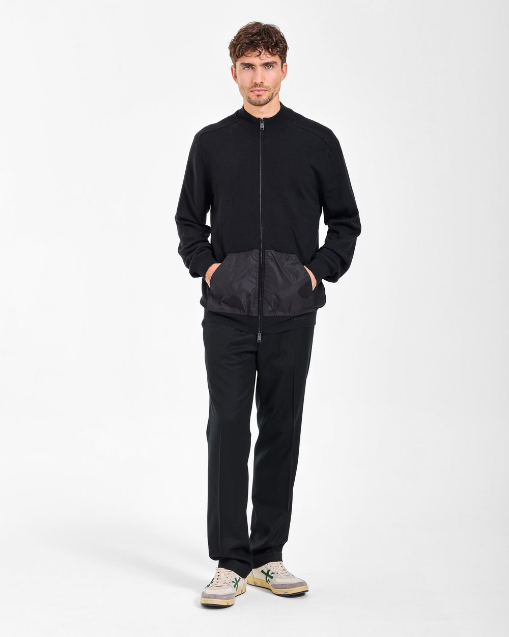 Black Full-Zip Wool Sweater