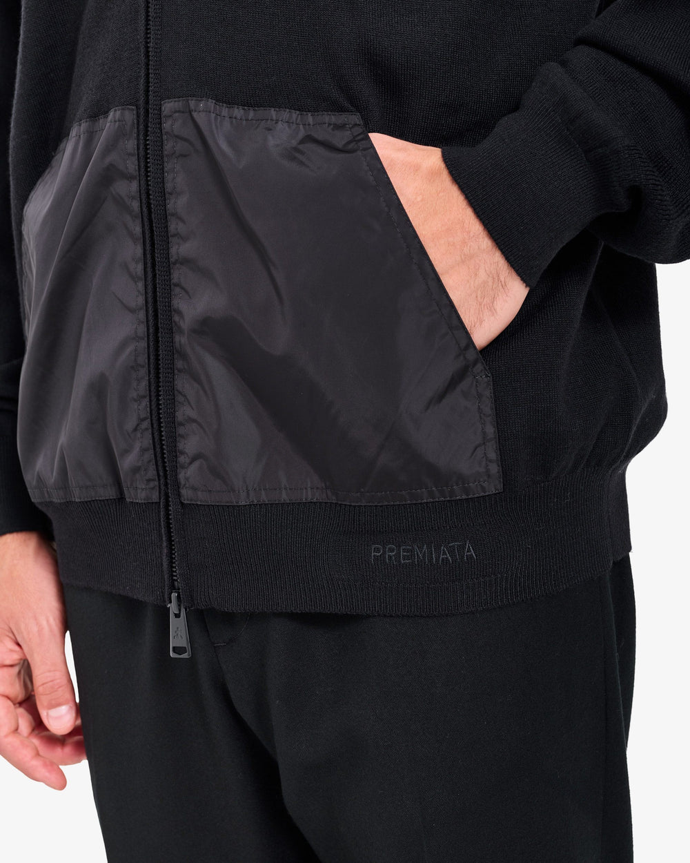Black Full-Zip Wool Sweater