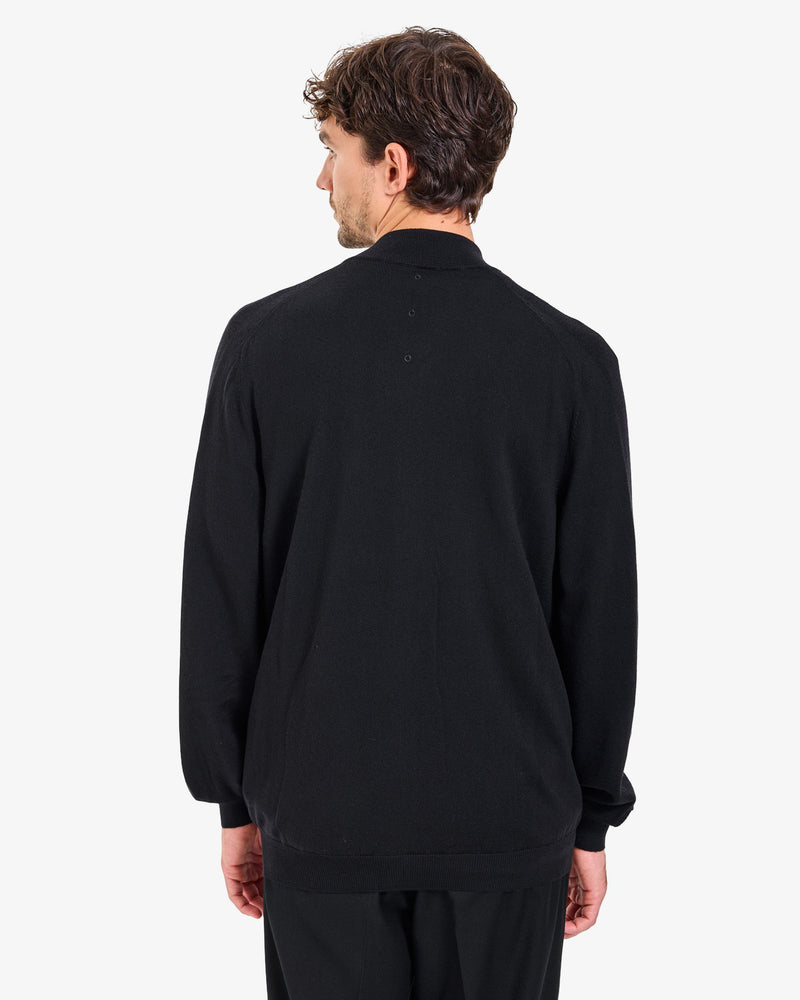 Black Full-Zip Wool Sweater