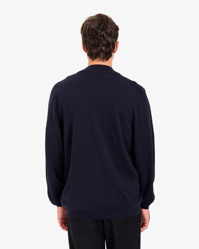 Blue Full-Zip Wool Sweater