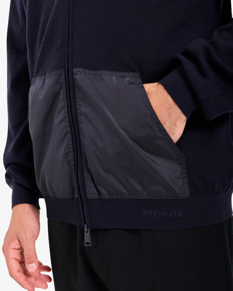 Blue Full-Zip Wool Sweater