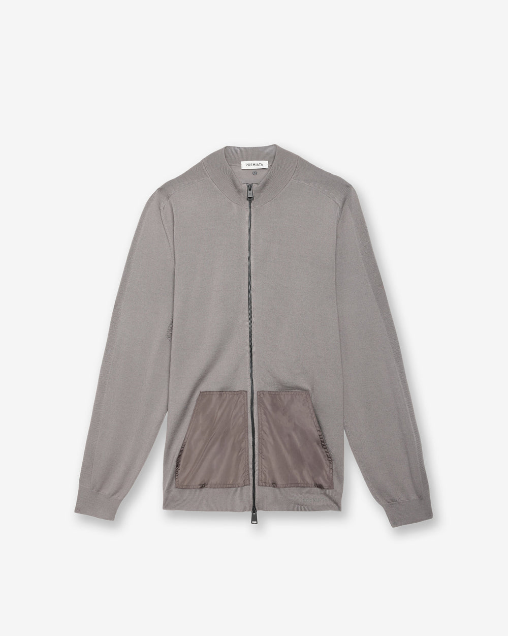 Taupe Full-Zip Wool Sweater