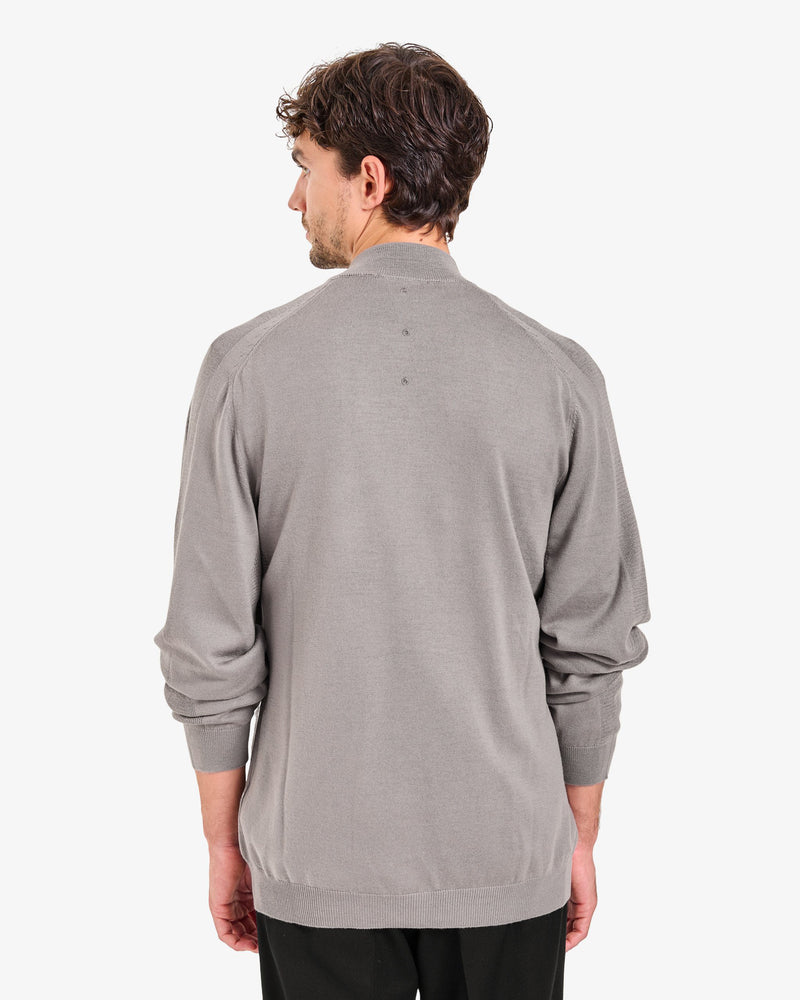Taupe Full-Zip Wool Sweater