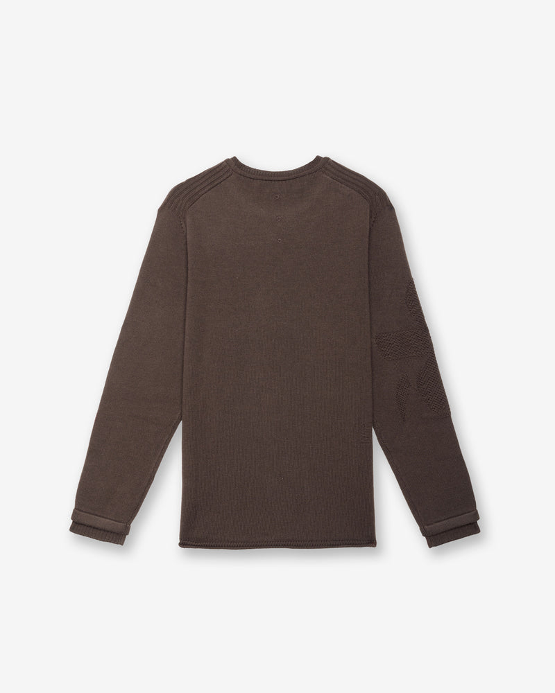 Brown Crew-Neck Knit Sweater