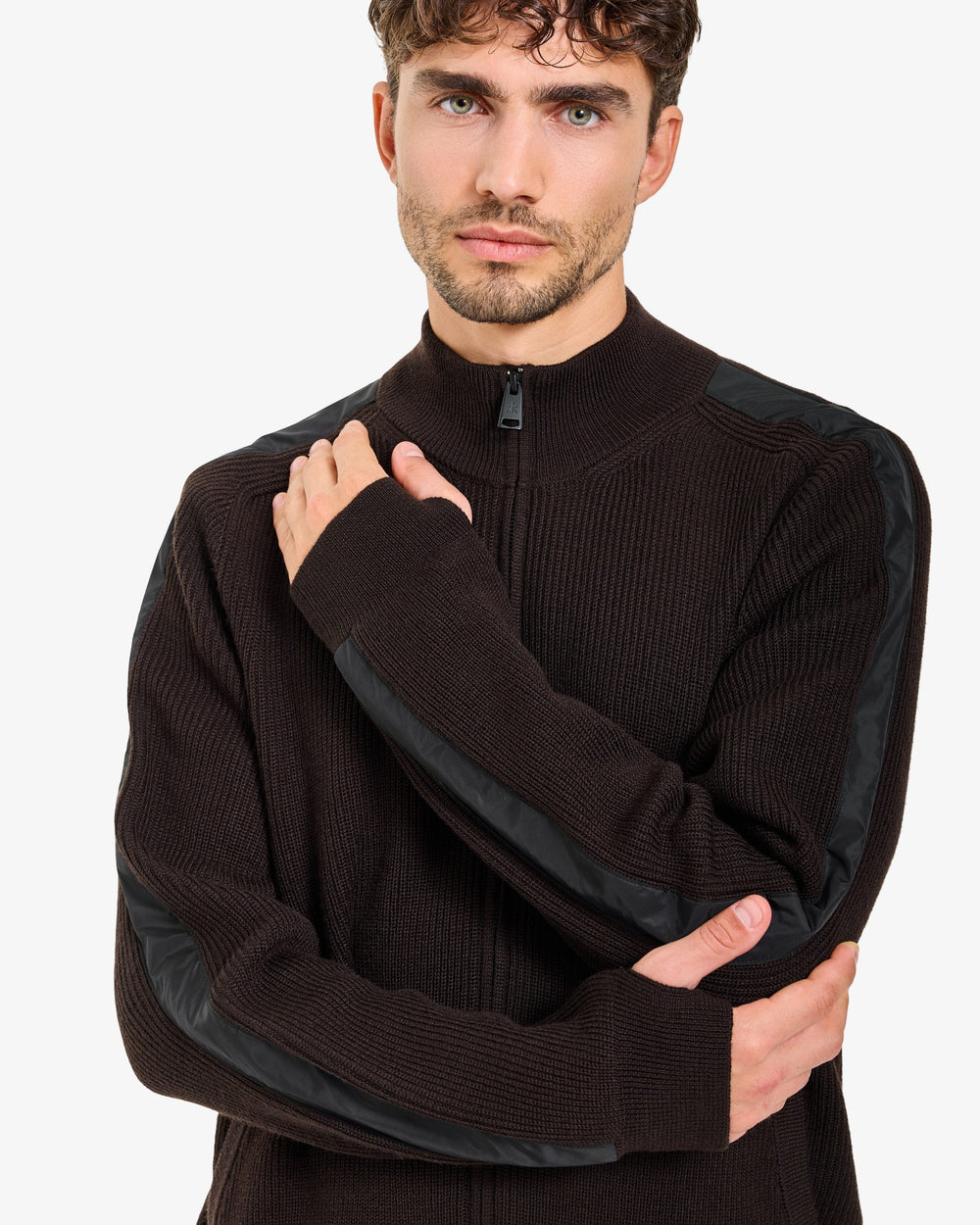 Brown Full-Zip Sweater