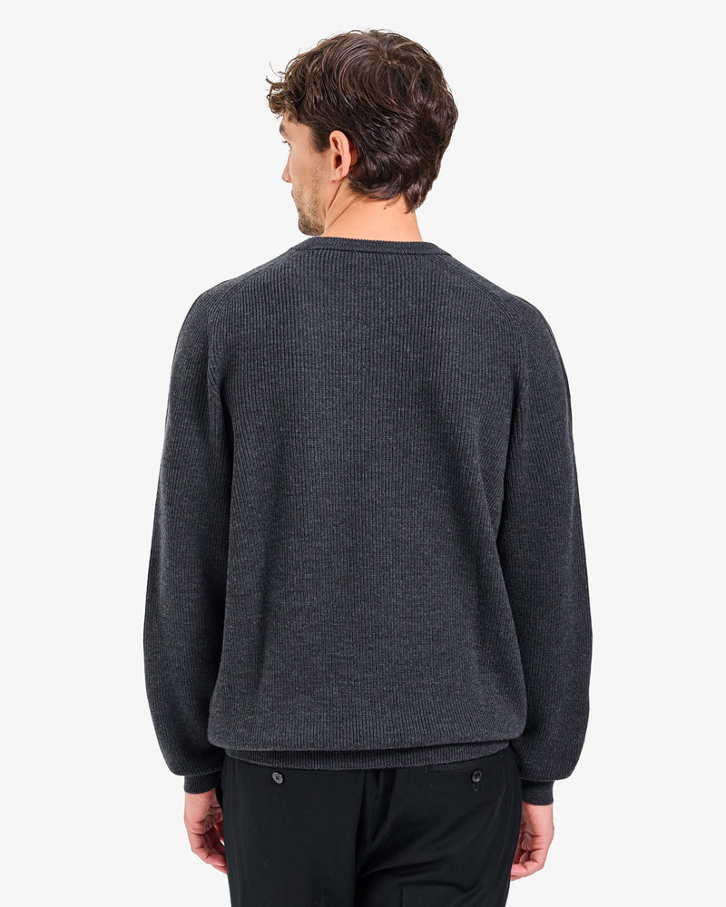 Anthracite Wool Crew Neck Sweater