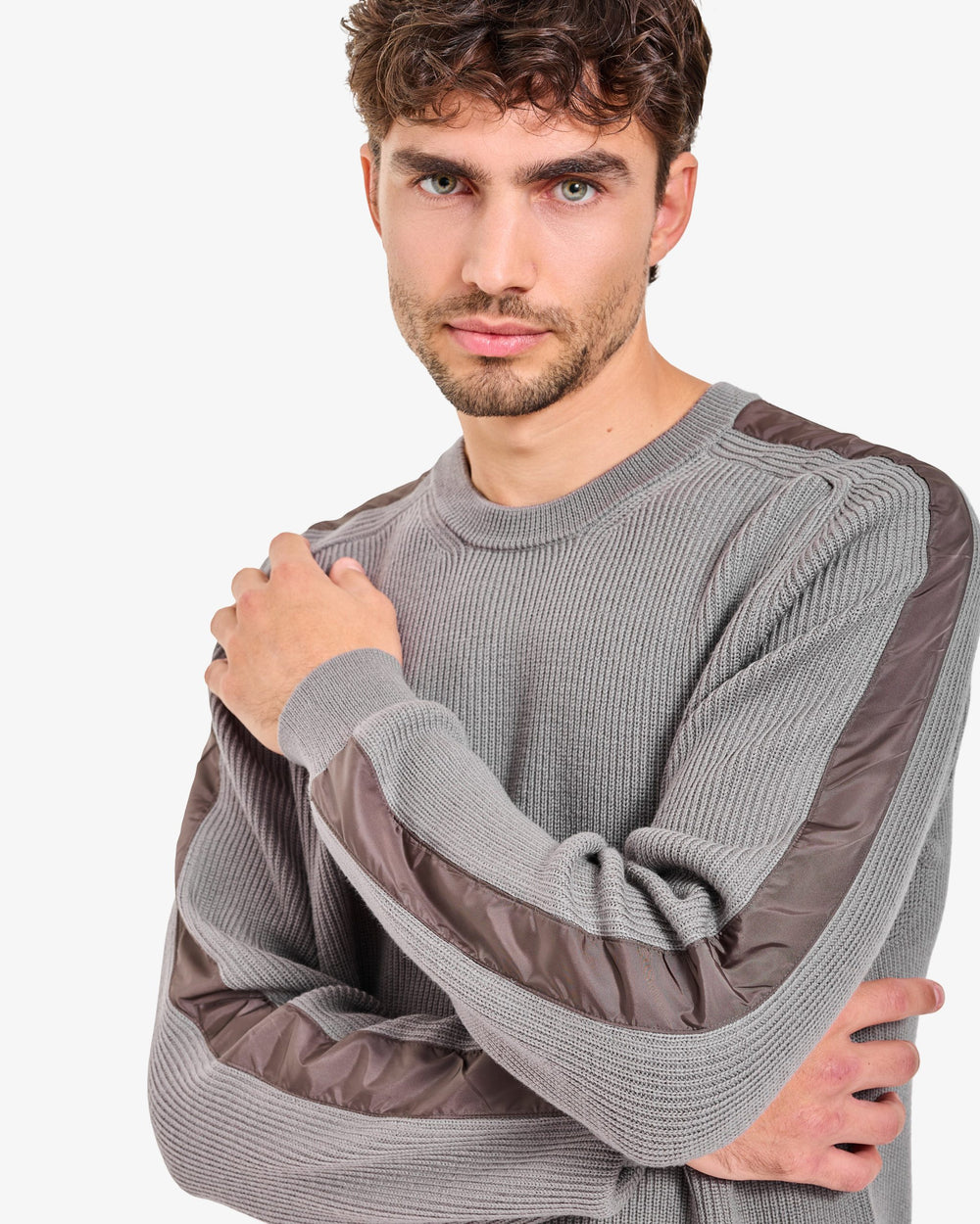 Taupe Wool Crew-Neck Sweater