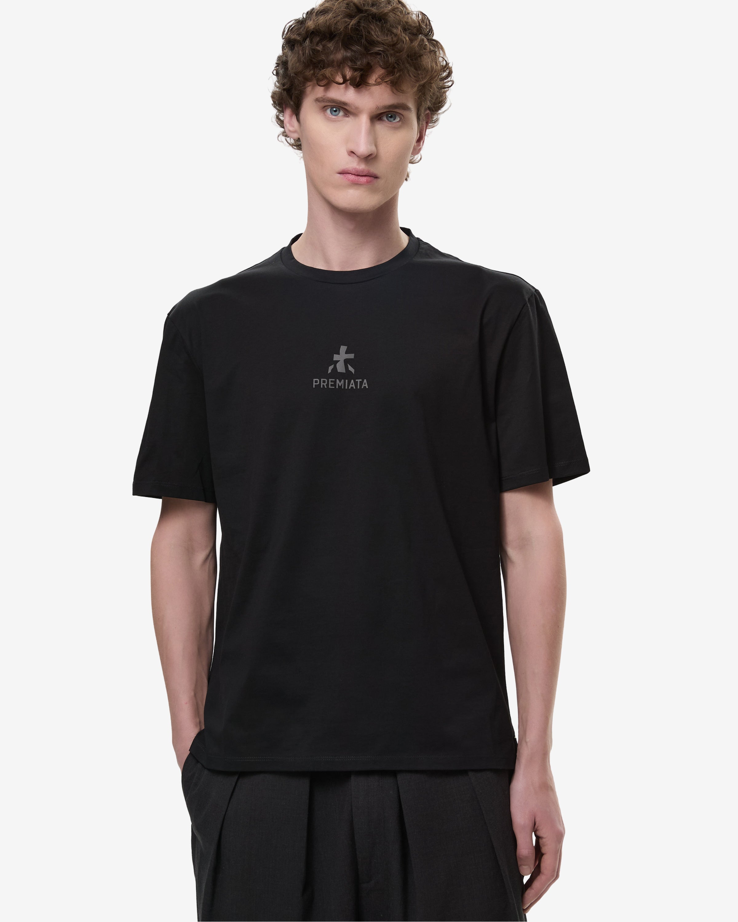 Black jersey T-shirt with logo
