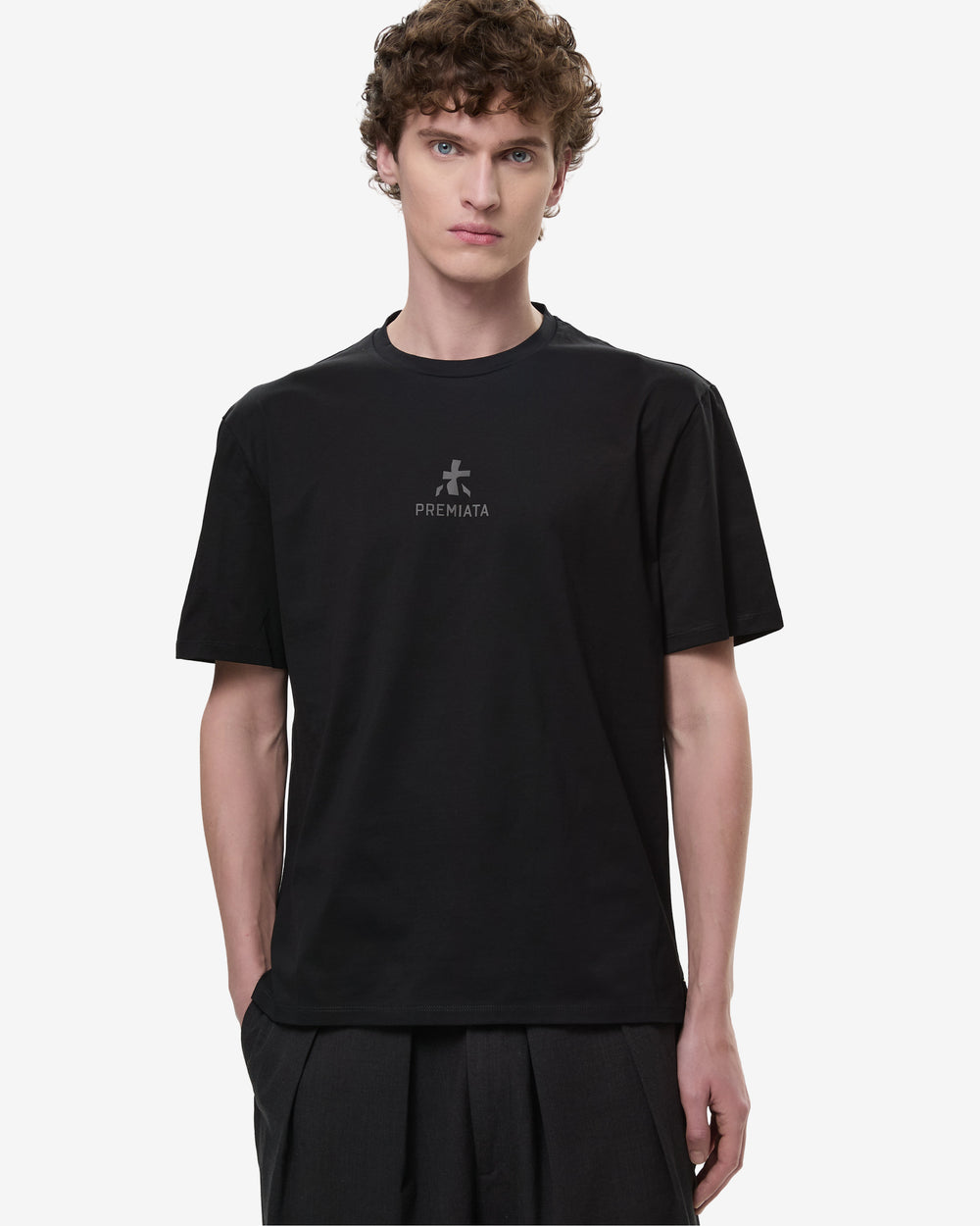 Black jersey T-shirt with logo