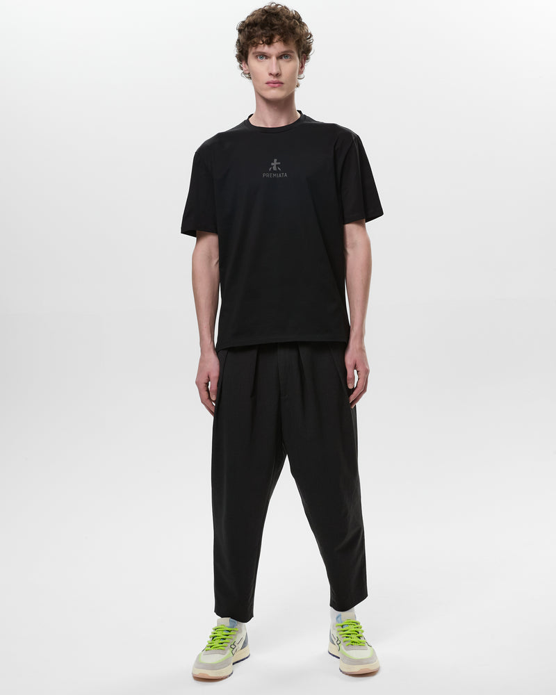 Black jersey T-shirt with logo